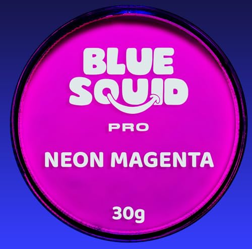 Blue Squid Face Paint Water Based Single Cake Professional Face Paint & Body Paint - Water Activated, Kids Adults Face Painting for Costume, Halloween Makeup, Cosplay - Neon Magenta Face Paint 30g - color: Neon Magenta