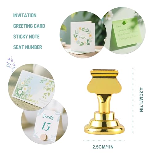 ERYTLLY 16 PK Place Card Holders 1.7 inches Table Card Holder Steel Card Holders for Weddings,Birthdays,Photos, Memo Notes, Restaurants (Gold) - color: Gold