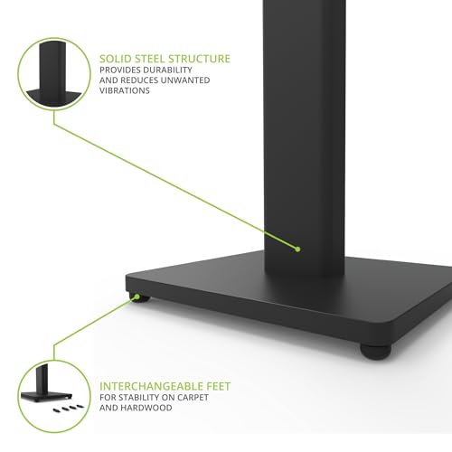 Kanto ST34 34” Universal Floor Speaker Stands for Bookshelf Speakers up to 30 lbs | Improved Sound | Hidden Cable Management | Timeless Design, | Pair | Black Steel w/Black MDF Base - size: 34 Inches- Black