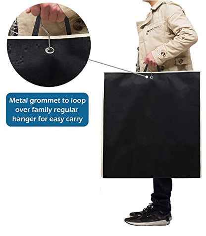 MISSLO 50" Gusseted Travel Garment Bag with Clear Zipper Pouch Breathable Dress Storage Garment Cover for Hanging Full Length Coat, Long Jacket, Suit with Tails - size: 50 inch