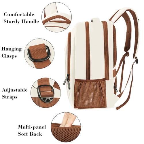 MATEIN 15.6 inch Travel Laptop Backpack, Cute Anti Theft Slim Sturdy Bag | Water Resistant, College Computer Bag, Daily Commute & Travel, Gift for Men & Women Nurse Teacher, Everyday Carry Lightweight - color: Beige Brown, size: 15.6 Inch