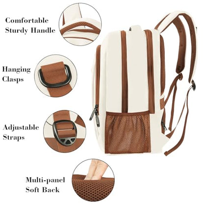 MATEIN 15.6 inch Travel Laptop Backpack, Cute Anti Theft Slim Sturdy Bag | Water Resistant, College Computer Bag, Daily Commute & Travel, Gift for Men & Women Nurse Teacher, Everyday Carry Lightweight - color: Beige Brown, size: 15.6 Inch
