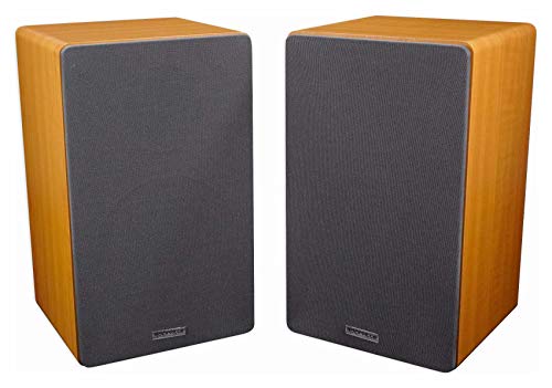 Rockville RockShelf 64C Wood 6.5" Home Theater Bookshelf Speakers, Pair | 400W Peak/100W RMS, 4 Ohm, Kevlar Woofer, Silk Dome Tweeter, Wall Mountable, Magnetic Grill, MDF Cabinet - color: Classic
