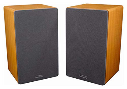 Rockville RockShelf 64C Wood 6.5" Home Theater Bookshelf Speakers, Pair | 400W Peak/100W RMS, 4 Ohm, Kevlar Woofer, Silk Dome Tweeter, Wall Mountable, Magnetic Grill, MDF Cabinet - color: Classic
