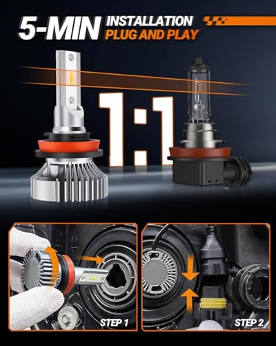 SEALIGHT H11 H8 H16 LED Fog Lights Bulb, 400% Brightness H9 H8 Fog Lights LED Bulb, 6000K White H11 Fog Light Bulbs for Car, 50,000 HRS Lifespan Replacement Fog Light Bulbs, IP68 Waterproof, Pack of 2 - color: White, size: H11