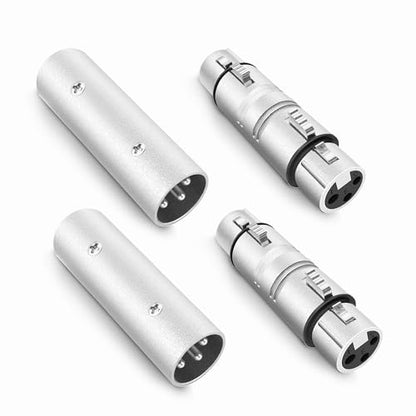 XLR Adapter 4 Pack (2-Pair), 2 Male to Male Connector & 2 Female to Female Coupler,3 PIN XLR Adapter Connector Compatible with Microphone,Mixer,Silver - style: XLR Adapter connectors 4-Pack