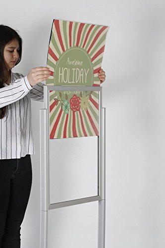 M&T Displays Metal Eco Info Board Silver 18x24 Inches Slide-in Poster Sign Holder 1 Tier Double Sided Floor Standing Pedestal Advertising Display with Backing and Anti-Glare PET Cover - color: Silver, size: 18x24