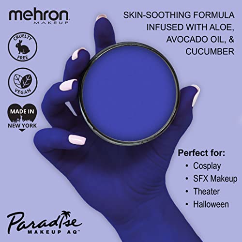 Mehron Makeup Paradise AQ - DARK BLUE, Water-Activated Face & Body Paint - color: Dark Blue, size: 1.4 Ounce