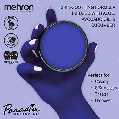 Mehron Makeup Paradise AQ - DARK BLUE, Water-Activated Face & Body Paint - color: Dark Blue, size: 1.4 Ounce