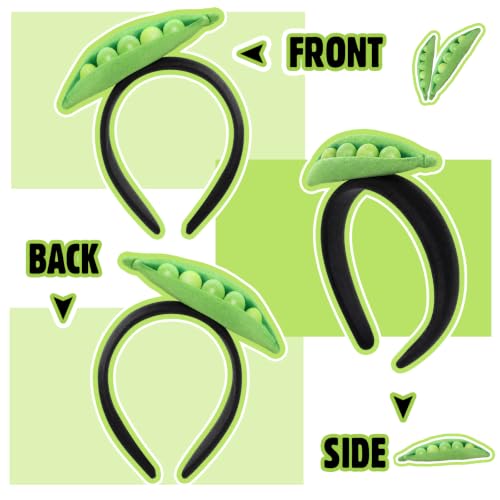 Knitgrip 2 Pcs Pickle Headband Funny Costume Accessories,Peas Green, Black | Peas Hats for Adults Women, Halloween Party Dress Up, Novelty Headwear for Theme Events, Realistic Green Veggie Design - style: Peas