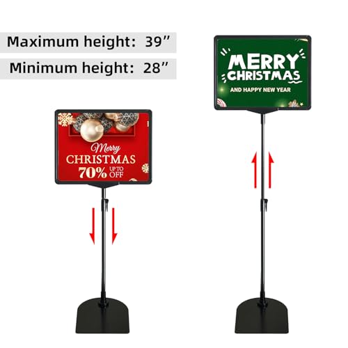 Sign Holder, 8.5 x 11 Inch Sign Stand with Adjustable Height Snap Open, Reusable Sign Stands for Display Advertising Business Signage, Vertical and Horizontal Two View Modes (Black, 12 Pack) - size: 8.5"x11"-12Pcs