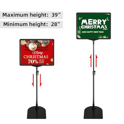 Sign Holder, 8.5 x 11 Inch Sign Stand with Adjustable Height Snap Open, Reusable Sign Stands for Display Advertising Business Signage, Vertical and Horizontal Two View Modes (Black, 12 Pack) - size: 8.5"x11"-12Pcs