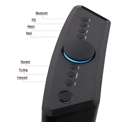 Aiwa Exos 5 Wireless Speaker - Unleash Powerful Sound and Versatile Connectivity On-The-Go Experience Bluetooth Freedom, FM Radio, Clock, 20W RMS, LCD Display, and Alarm Clock Functionality - size: Exos-5