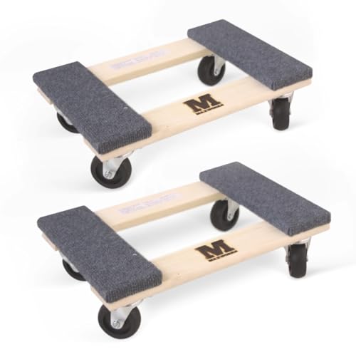MaxWorks 50856 1320 lbs. Capacity 18 in. x 12 in. Hardwood Furniture Moving Dolly, KD Version Two Pack - size: 18 in x 12 in