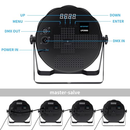 BETOPPER LED Par Lights 54 x 1.5W, RGB Stage Lights DMX DJ Lighting Sound Activated with Stand, Strobe Light & Wash Par Lighting DMX for Parties, Church, Wedding, Bars, 8 Pack
