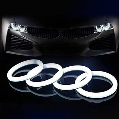 YM E-Bright 60mm White Car LED Angel Eyes Halo Rings, 1 Pair | Soft cotton-style halo rings with housings create even accent lighting for compatible 12V vehicle headlamps. - size: 60MM