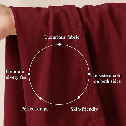 StangH Red Velvet Curtains Short Chrismas Bedroom Drapes, W52 x L72, 2 Pcs | 300GSM Soft Velvet Thick Texture, Window Treatment, Privacy, Theater, Noise Reduction, Kitchen, Living room, Panel Blinds - color: Red Series - Red, size: 52"W x 72"L (Pack of 2)