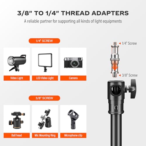 Godox Light Stand 112in/9.3' Photography Heavy Duty Light Stand | with 1/4” to 3/8” Universal Screw Carry Bag Portable for Photography Studio Portrait Shooting - size: 112in