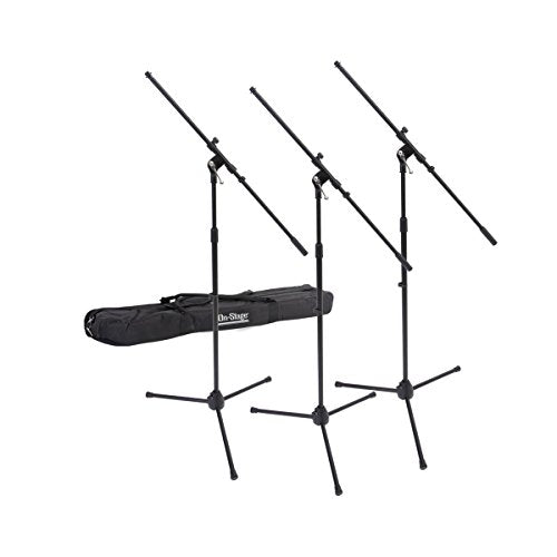 OnStage On-Stage MSP77033 Euroboom Microphone Stands with Travel Bag, 3 Pack - size: 3x Mic Stands w/ Bag