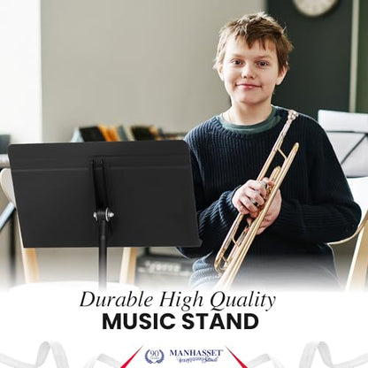 Manhasset Music Stand for Sheet Music - 48 Symphony Model - Long Lasting, Durable Manhasset Stand - Adjustable Height - 26" to 48" - Made in the USA - color: Black, size: Pack of 1