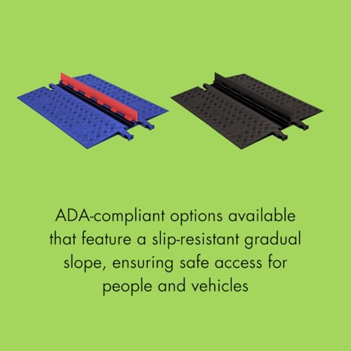 Checkers 2 Channel Low Profile Drive Over Cable Protector with Built in ADA Compliant Ramp, Heavy Duty Loads up to 46,000 Pounds, Polyurethane Construction, Black/Black, GD2X75-B/B - color: Black, style: ADA Compliant