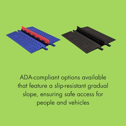Checkers 2 Channel Low Profile Drive Over Cable Protector with Built in ADA Compliant Ramp, Heavy Duty Loads up to 46,000 Pounds, Polyurethane Construction, Black/Black, GD2X75-B/B - color: Black, style: ADA Compliant