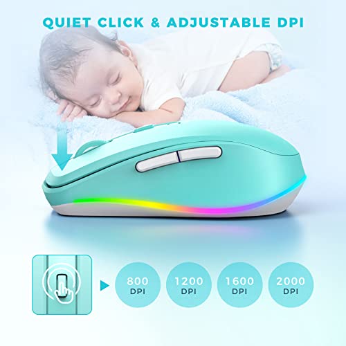 PEIOUS Wireless Mouse Jiggler, LED Mouse with Built-in Mouse Mover, Green - color: Mint Green