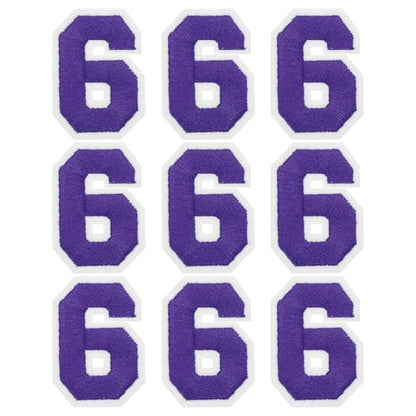 MECCANIXITY Iron on Number Patches 2" Number 6 Iron on Embroidered Patch Sew on Letter Stickers Applique for Repairing Clothing Jeans Shoes Hats DIY(Purple, Pack of 9) - style: Number 6