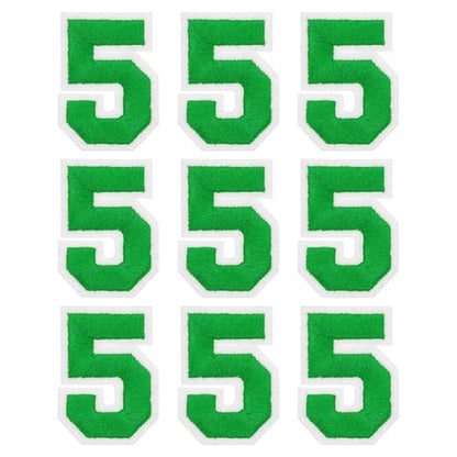 MECCANIXITY Iron on Number Patches 2" Number 5 Iron on Embroidered Patch Sew on Letter Stickers Applique for Repairing Clothing Jeans Shoes Hats DIY(Green, Pack of 9) - style: Number 5