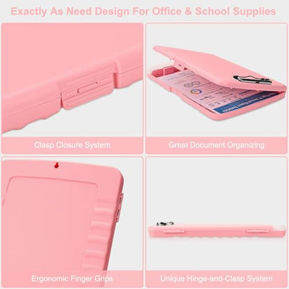 Clipboard with Storage, A4 Binder Nursing Clipboards with Pen Holder, Heavy Duty Storage Clipboards with Low Profile Clip, Clipboard Folder Side-Opening, Smooth Writing Clip Board (Peachy Pink) - color: Peachy Pink