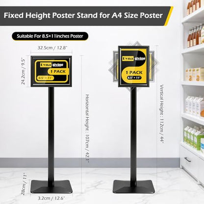 Dyna-Living Sign Holder Stand 8.5 x 11 Inch Sign Stands for Display, 1 Pack Heavy-duty Pedestal Sign Holder, Adjustable Floor Standing Signs Holders, Poster Holders Stand for A4 Advertising - size: 8.5'' x 11''-1 Pack