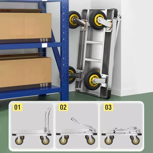Heavy-Duty Platform Truck Cart Push Cart Dolly with 2200 lbs Capacity | Foldable Flatbed Cart with Swivel Wheel Large Steel Platform Dolly Cart for Groceries, Garage, Warehouse (36"X 24") - color: Silver - 36"x24" - 2000 Lbs
