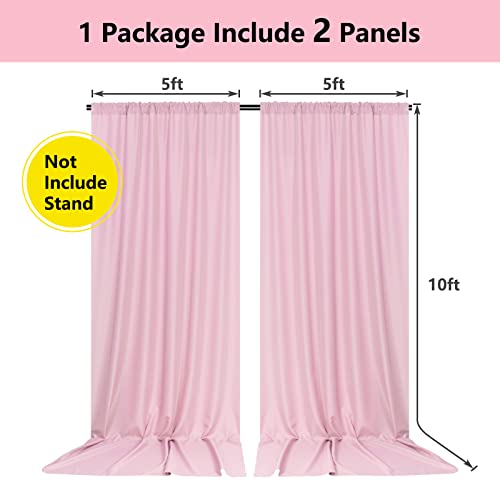 Pink Backdrop Curtain for Parties Rod Pocket Pink Curtains Photography Backdrop Drapes Privacy Fabric Decoration for Birthday Party Wedding Baby Shower Home Decor, 5ft x 10ft, 2 Panels | Photography Backdrop/ Drapes, Privacy Fabric, Decoration for Birthda