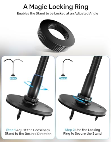 19-Inch Gooseneck Microphone Stand, Desktop & Wall Mount with Flange Base | Flexible Gooseneck Mic Arm, Heavy Duty Steel, Flange Mount Base, for Podium, Studio, Lecture, Podcast, Gaming, Streaming - size: 19 Inch + Flange Mount