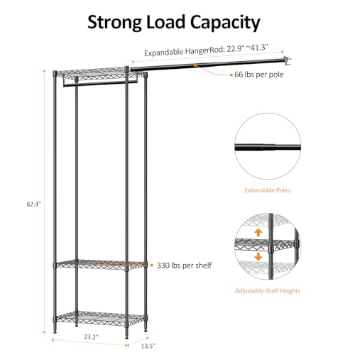 IZEUK Heavy Duty Garment Rack Wire Clothes Rack for Hanging Clothes (Black, 3 Tier with 1 Rod) - color: Black, size: 3 Tier with 1 Rod