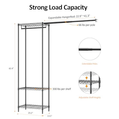 IZEUK Heavy Duty Garment Rack Wire Clothes Rack for Hanging Clothes (Black, 3 Tier with 1 Rod) - color: Black, size: 3 Tier with 1 Rod