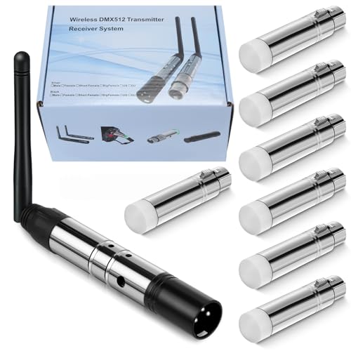 Copkim 8 Pcs Wireless DMX 512 Transmitter and Receivers - DJ 2.4g Wireless DMX Light Controller for LED Stage Dj Lights Disco Party Bar Lighting