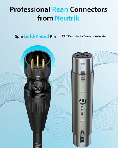 AA AUDIO ACCESSORY XLR Male to 1/4 Cable with XLR Female to Female Adapter Bundle, Rean Connectors from Neutrik, Kevlar-Reinforced Nylon Braided TRS Cable, Balanced Quarter Inch Cord, 6ft, OFC - size: 6ft, style: XLR Male to 1/4 & XLR Adapter