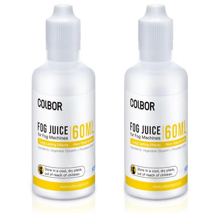 COLBOR Fog Machine Liquid Set, 2.03 fl oz (60ml)*2 Fog Juice High Density Odorless Vegetable Glycerin Based Smoke Machine Fluid for Mini Portable Fog Machine COLBOR CF5/CF3 - size: Fog Juice 120ml