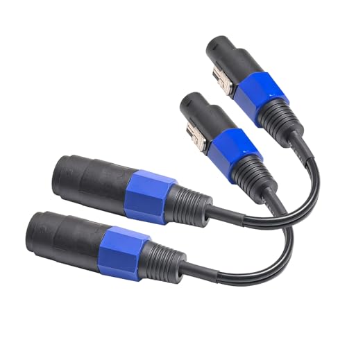 WJSTN Speakon to Speakon Speaker Cables, 12 Gauge AWG,Speakon Male to Female Adapters Audio Cord DJ Speaker Cable Wire with 6in 2Pack
