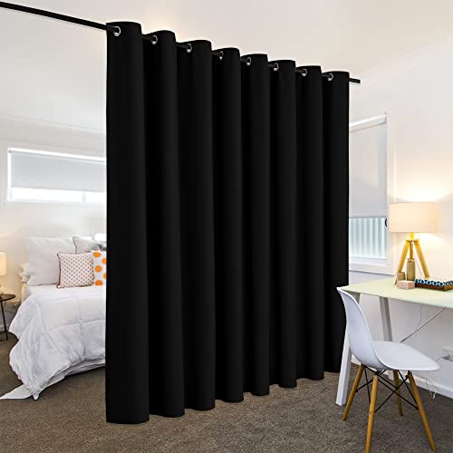 RYB HOME Extra Wide Curtains for Bedroom Closet Office Living Room Divider - color: Black, size: 180"W x 84"L (Pack of 1)
