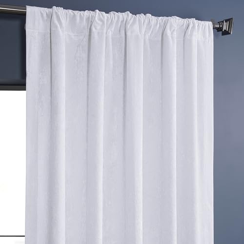 HPD Half Price Drapes Lush Crush Velvet Curtains - Room Darkening Curtain 120 Inches Long for Bedroom & Living Room, Luxury Look, Rod Pocket Design, (1 Panel), 50W x 120L, Pearl White - color: Pearl White, size: 50"W x 120"L (Pack of 1)