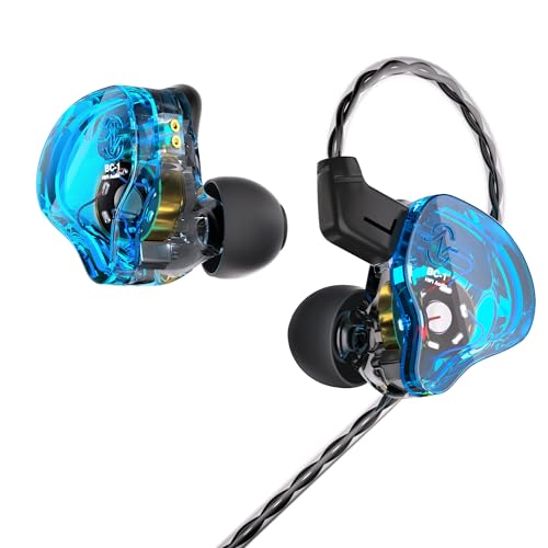 YINYOO CCZ Melody in Ear Monitors Earphones Headphones Wired Earbuds Without Microphone IEM HiFi Bass with 1DD 1BA, Ear fins, 4N OFC Cable for Musicians, Singer, on Stage, Studio (Blue, Without mic) - color: Blue, size: Without Microphone, style: Without