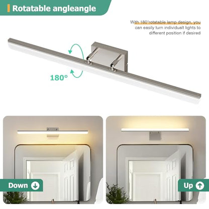 Brushed Nickel Vanity Light 31.5", 24W LED Dimmable Bathroom Light Bar with Adjustable Angle & 5CCT – Modern Long Wall Fixture for Bathroom, Powder Room, Bedroom, Apartment, Hotel - color: Brushed Nickel, size: 31.5 Inch Long