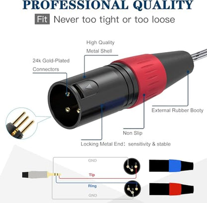 2 Pack 3.5mm TRS to 2 XLR Cable, 3.3 Foot, Unbalanced 1/8 TRS Male to Dual XLR Male, Y Splitter to Dual XLR Breakout Cable, Pure Copper and Plated Connectors for Smartphone - size: 3.3 foot, style: 3.5mm TRS to XLR male, 2 Pack