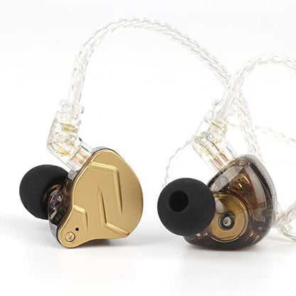 Linsoul KZ ZSN PRO X 1BA+1DD Hybrid Driver IEM HiFi Wired Earbuds | Metal HiFi in-Ear Monitor with Detachable Recessed 2Pin Cable, Zinc Alloy Panel, without Mic, Black - color: Gold, style: Without Mic