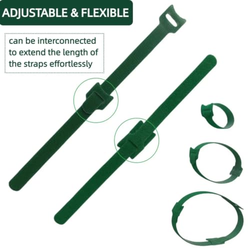 100Pcs 10-Inch Green Adjustable Plant Ties, Christmas Garland Ties | Extendable Reusable Straps, Decorative Twist Ties, Perfect for Wreaths, Stair Banisters & Railings, Vine & Plant Support - size: 10 in x 0.5 in