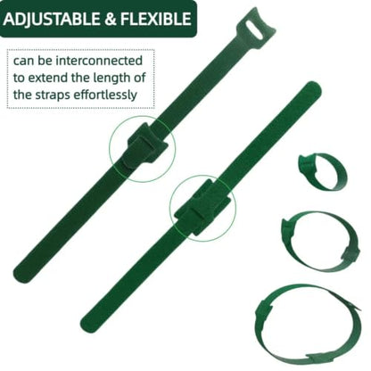 100Pcs 10-Inch Green Adjustable Plant Ties, Christmas Garland Ties | Extendable Reusable Straps, Decorative Twist Ties, Perfect for Wreaths, Stair Banisters & Railings, Vine & Plant Support - size: 10 in x 0.5 in