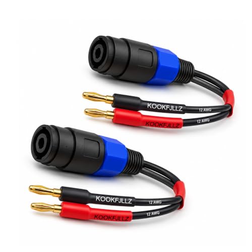 Speaker Cable Adapter, Banana Plug to Speakon Female Cable, 6 Inch 12AWG OFC Speaker Adapter Cable Male to Female for Amplifier PA System Stage Monitor Home Theater Live Sound (2-Pack)