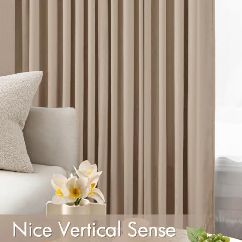 MIULEE Camel Beige Velvet Curtains 84 Inch Long 2 Panels, W40 x L84 | Luxury Super Soft, Thermal Insulated, Room Darkening Drapes, Rod Pocket Design, Window Curtains for Bedroom Living Room - color: Camel Beige, size: 40"W x 84"L (Pack of 2)